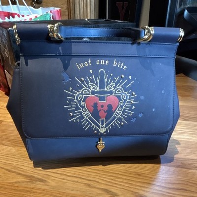 Disney Snow White Just One Bite Women's Handbag Navy Gold Red Apple Graphic
