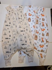 Mama Cheetah Set Of 2 Footed Sleep Sack Large 3-4 Organic Cotton Woodland Animal