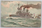 Postcard "Leading the Fleet" USS Battleship Pre-WW1 Military Steamer 1910 N-17