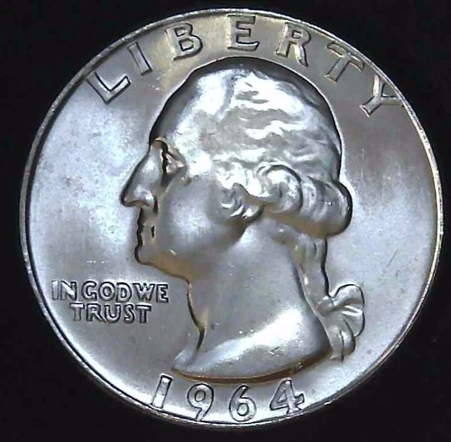 1964-D 25C Washington BU 90% Silver 26uww0204-3