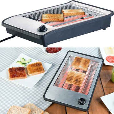 Flachtoaster für bis zu 4 Brötchen, 3 Heizelemente, Timer, 600 Watt