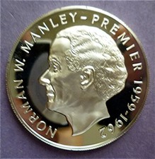 1973 JAMAICA - $5 DOLLARS  - PRIME MINISTER NORMAN MANLEY - 1.25 Oz PROOF SILVER 113.46 per troy oz