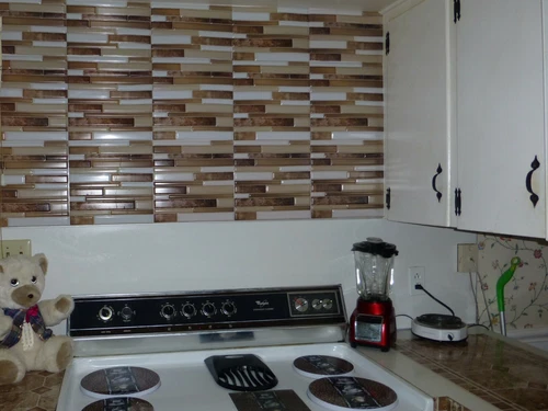 LOT 20 Tool Bench Hardware Self Adhesive Brown and White Wall Tile, 12x12 in. 