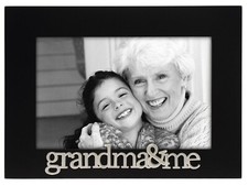 4x6 Grandma  Me Black Expressions Wood Photo Frame with Silver Word Attachment