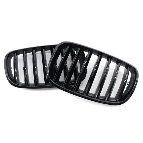 Gloss Black Front Kidney Grill Grille Fit BMW X5 X6 E70 E71 2007-2013 2008 09 10 - Picture 6 of 9