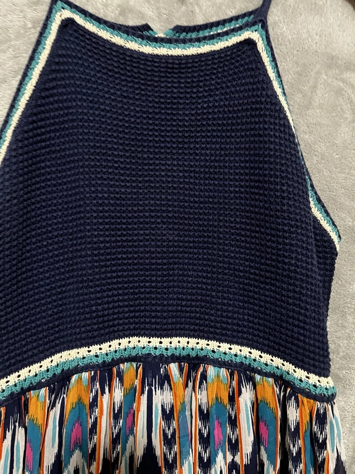 Maxi Vestido Xhilaration XL Crochet Azul Suroeste Sin Mangas Boho Solero Foto 3 de 4