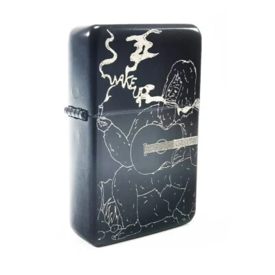 BRAND NEW - BRUSHED STYLED CIGARETTE PETROL LIGHTER - BIG LEZ WAKE UP