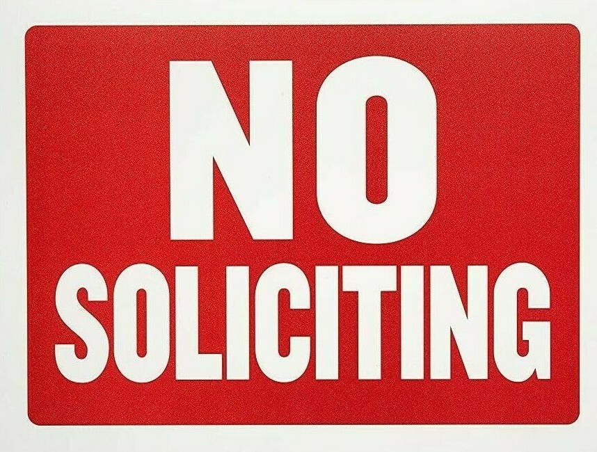 Flexible Plastic  No Soliciting Signs – Red and white, 9 x 12 Inches, Waterproof