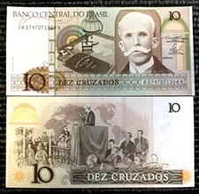 Brazil 10 Cruzeiros 1986–1987 Banknote World Paper Money UNC Currency Bill Note
