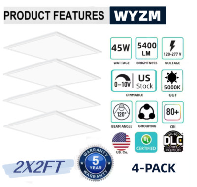 2  x 2  Dimmable LED Troffer Flat Panel Lights, 45W,5800 Lumens,100-277V,US Ship