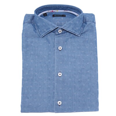 5078Y camicia uomo BROUBACK TEXTURED SHIRT light blue cotton man