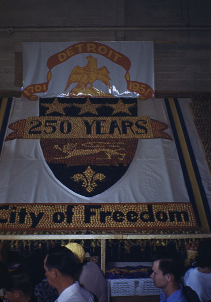 Detroit Farmers Market 1951 250 años Ciudad de la Libertad 35 mm Kodacromo foto diapositiva