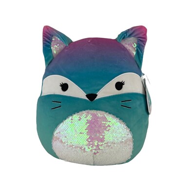 Squishmallows 12'' Vickie the Tie Dyed Fox with Sequins Stuffed Animal Plush NWT