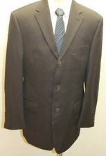 Kenneth Cole Men Blazer 40R 3 Buttons Pure Wool Made In Canada Black Textured