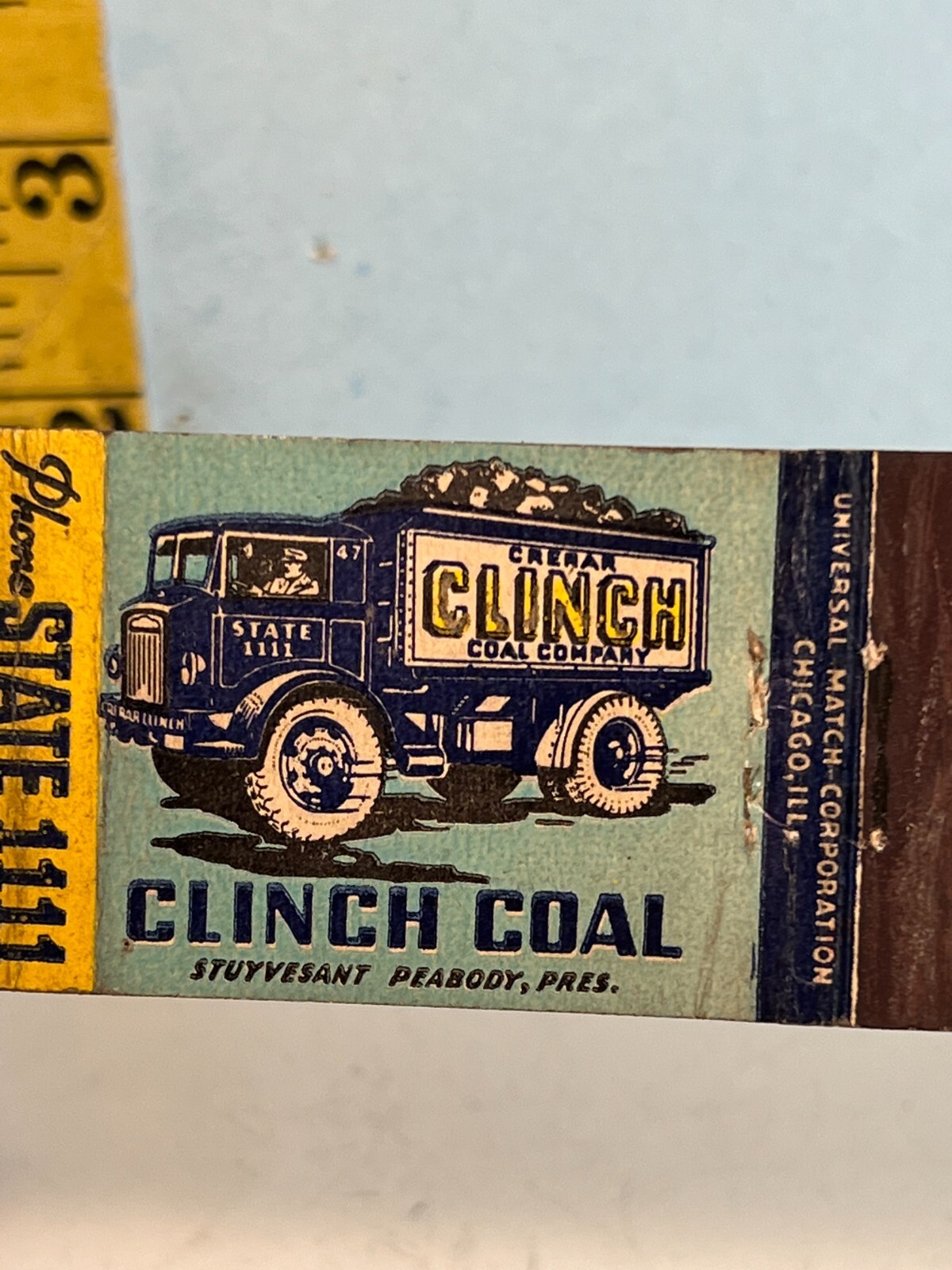 Clinch Coal Company Coal Truck "Lets Be Warm Friends" Billboard Matchbook