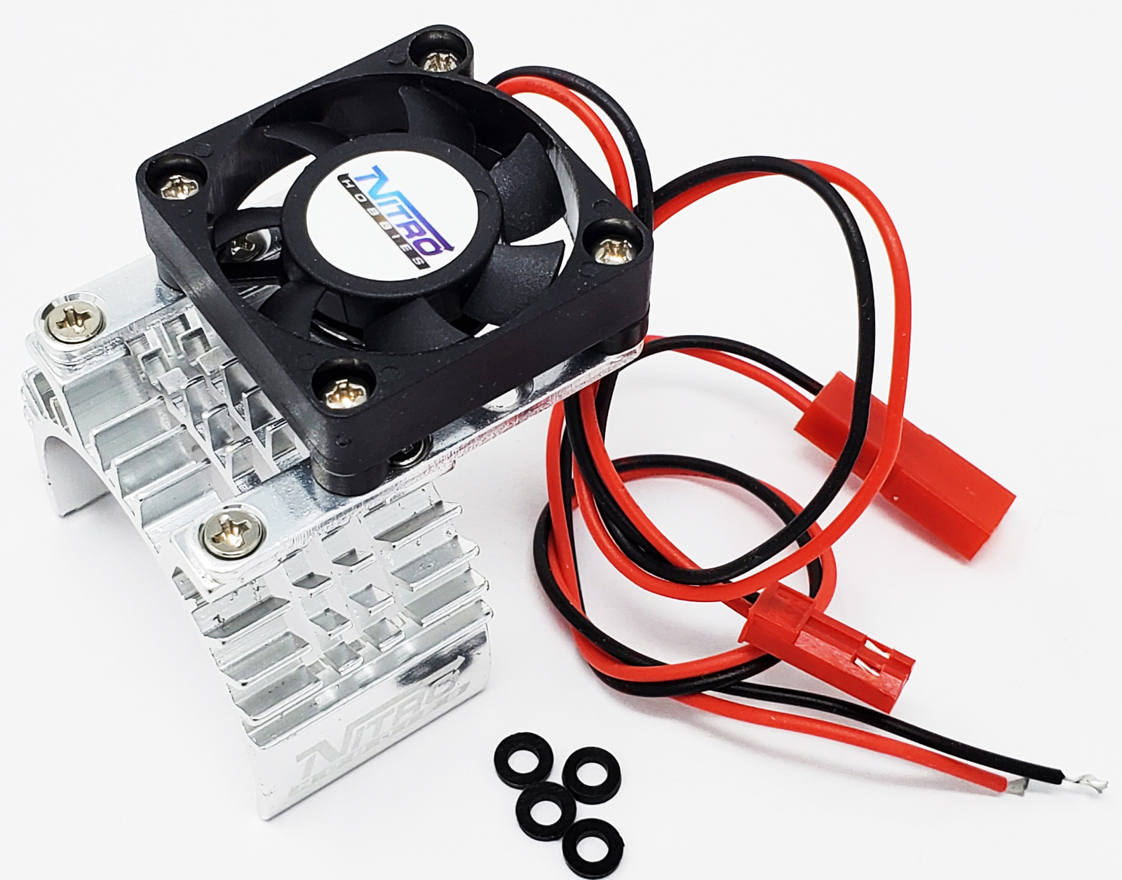 RC 540-Size Brushless Motor Heatsink With Cooling Fan - Precision Red Aluminum