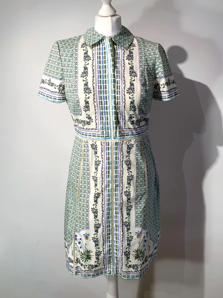 Tory Burch Talia Botanical Floral Runway crisp cotton Shirt dress us6 suituk8-10 - Imagem 2 de 4