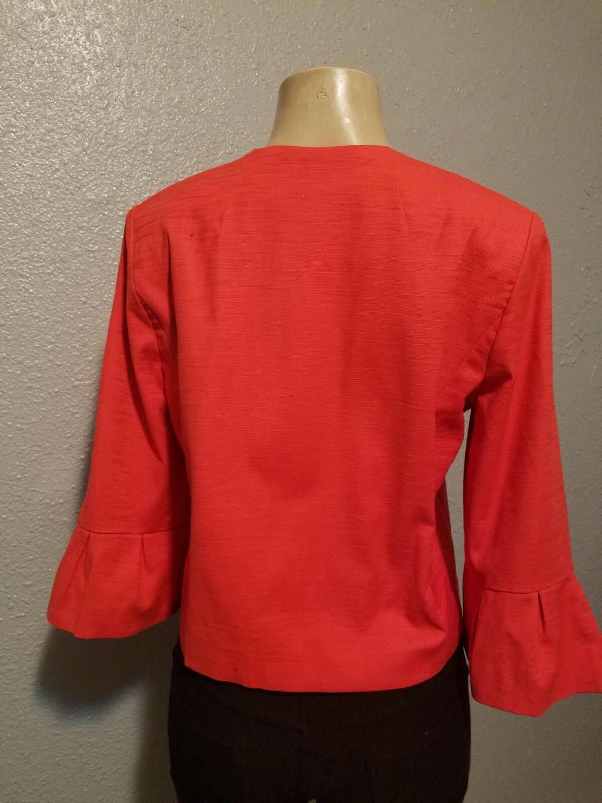 Halogen Ruffled Sleeve Collarless Blazer Red Size… - image 3