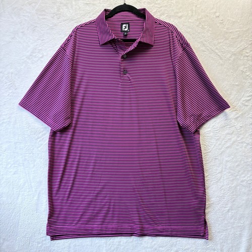 FootJoy Shirt Herren XL rosa Streifen Stretch sportliche Passform Performance Golf Polo - Bild 1 von 10