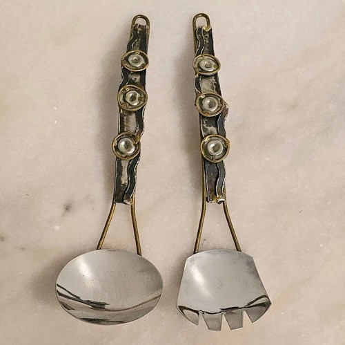 Tenedor y cuchara decorativos para colgar en la pared personalizados mixtos de metal para ensaladas cubiertos - Imagen 7 de 8