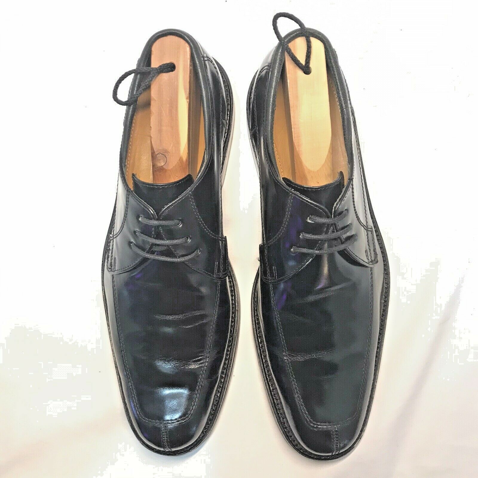SAOLA COLE HAAN C06107 punta split derby da uomo in pelle nera impermeabile taglia 8 M VINTAGE
