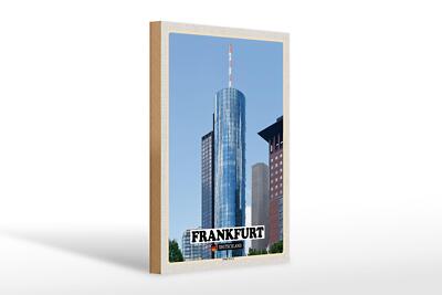 Holzschild Städte Frankfurt Main Tower Ausblick 20x30cm Deko Schild wooden sign