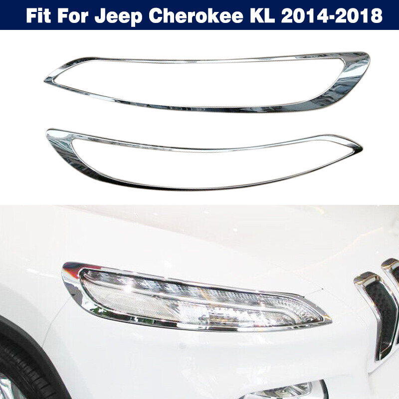 Front Head Light Cover Chrome Accessories Trims For Jeep Cherokee