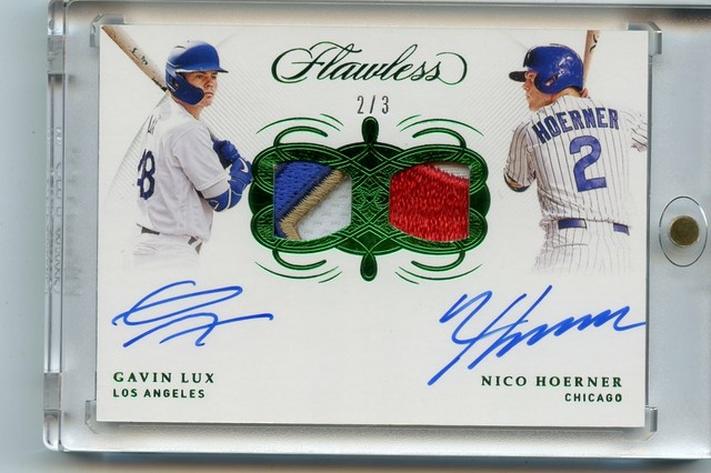 2020 Panini Flawless GAVIN LUX & NICO HOERNER Rookie Dual Patch Auto 2/3