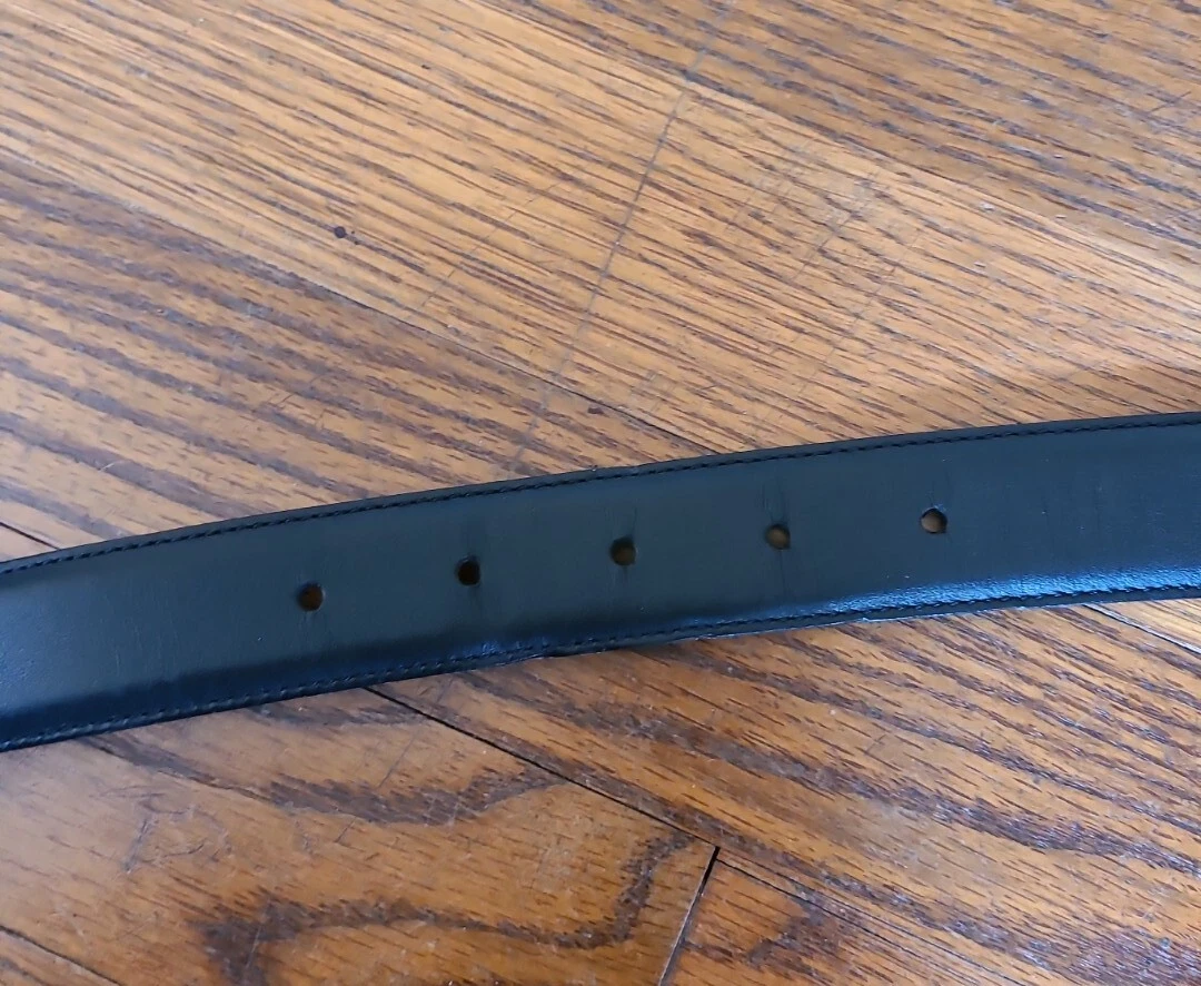 Cintura abito Coach 5950 vintage pelle nera fibbia ottone misura 38"