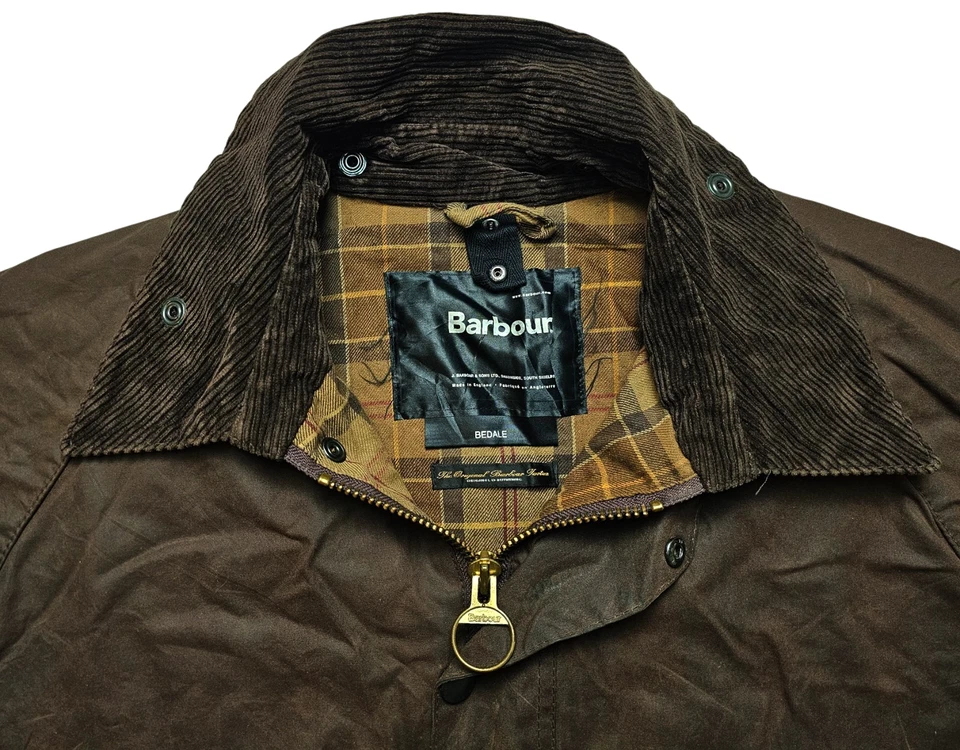 *HOT VTG Men's BARBOUR @ A321 BEDALE PARKA PLAID LINED BROWN WAXED Jacket C46 L - Image 3 of 4