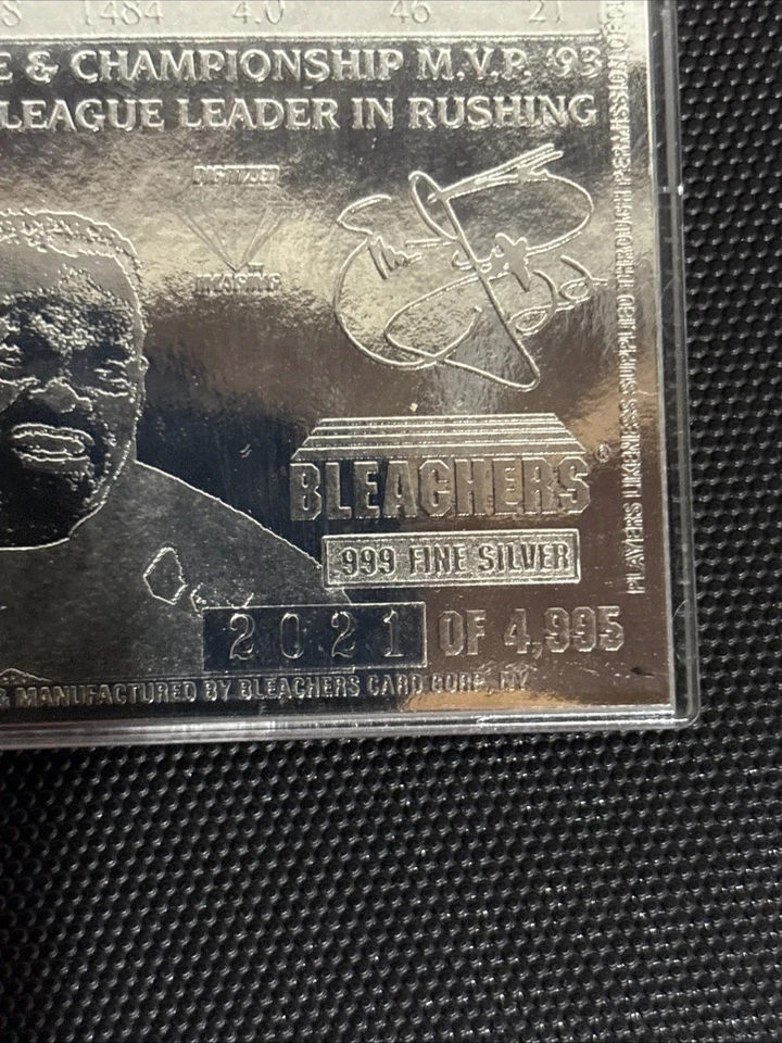 📈1995 Bleachers .999 Fine Silver EMMITT SMITH card | Full COA | Never touched - Image 3 of 3