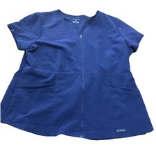 Jaanu Workwear Zip Up Scrubs Top Blue Medical Uniform Nursing XL