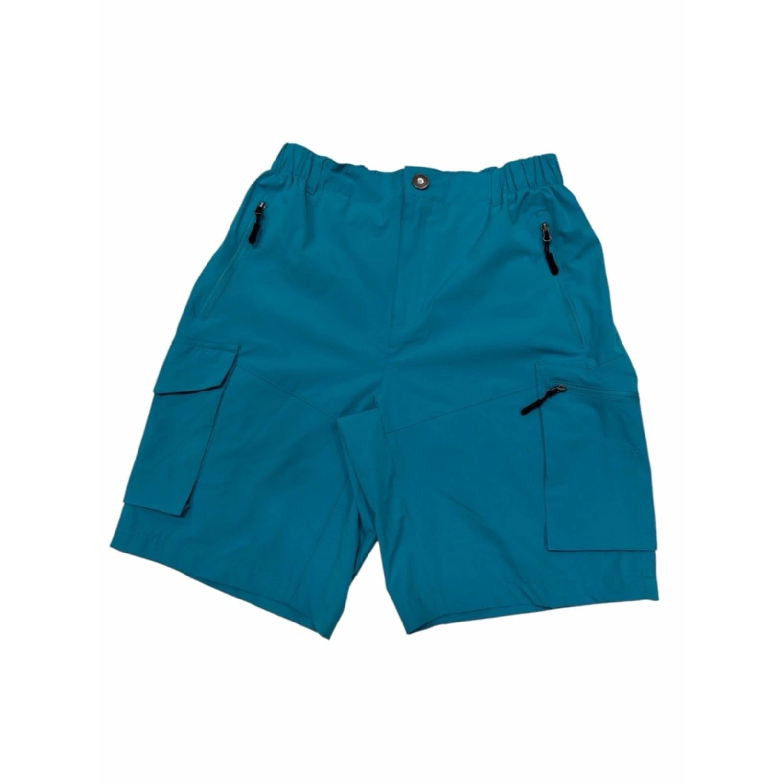 Pudolla Cargo Hybrid Shorts Teal Multi Pocket Zip Outdoor Hiking Travel Small