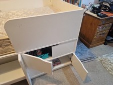 white cabin bed with drawers and steps. used, solid