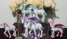 Lot of 6 Colorful Fantasy Unicorns  Horses-Hard Thick Plastic