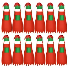 Handepo 24 Pcs Christmas Apron and Hat Christmas Elf Costume Kit for Teens...