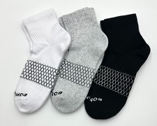 BOMBAS 3 Pairs Women's Honeycomb Quarter Socks Classic Size Large 3 Colors Mix