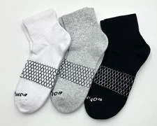 BOMBAS 3 Pairs Women's Honeycomb Quarter Socks Classic Size Large 3 Colors Mix