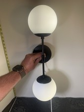 Modern 2-Light Frosted Globe Vanity Wall Sconce   Matte Black   New Tested