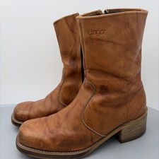 Vintage Dingo 1970 s Marbled Leather Campus Boots 9.5 Men s Tan Made In USA