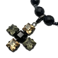 Agete Agate Necklace - Black Cross Crucifix