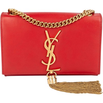 Saint Laurent Red Leather Kate Chain Crossbody Bag Tasche