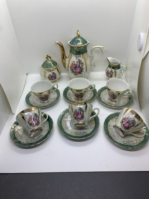 Courting Couple Tea Set COMPLETE VTG Lusterware Porcelain Victorian Style Japan