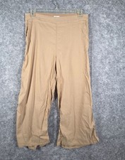 H Halston Women's Cropped Flat Front Flowy Pants Tan Size L Costal Light Weight