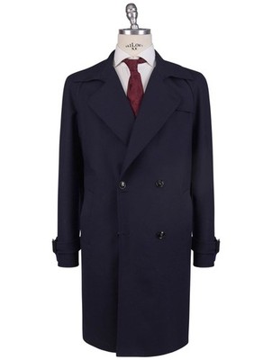 NEW KITON BLUE WOOL EA OVERCOAT US 40 - EU 50 TC369