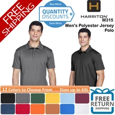 🔥 Harriton Men Polyester Jersey Polo Short Sleeve Shirt Up To 6XL M315