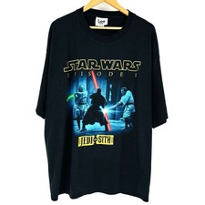 Vintage Lee Sport Star Wars Episode 1 Jedi vs Sith Black T-Shirt sz XXL Used VTG