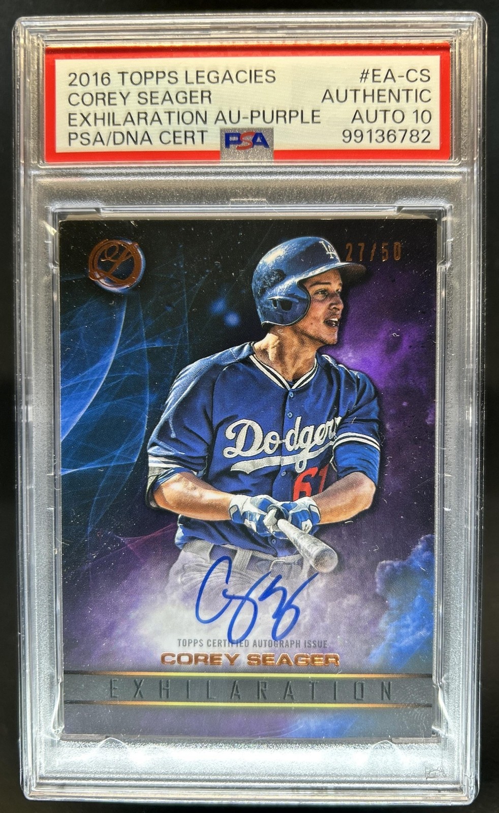 2016 Topps Legacies of Baseball Corey Seager Auto Purple RC #/50 PSA Auth 10