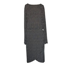 Leota Women's Black Angelina Long Sleeve Printed Jersey Shift Dress Size XL