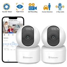 2 Pack 2K 3MP 360°Pan/Tilt Indoor Camera House Security Camera WiFi AI Detection